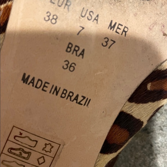 Olive Leopard Print Mules Flats Size7 Calf Hair Textured Upper Styled Clmfort - Picture 10 of 13